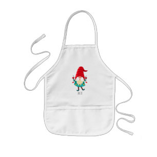 Christmas Gnome Holding Christmas Lights Kids' Apron