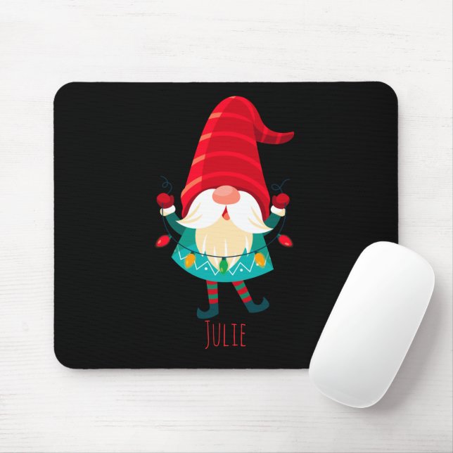 Christmas Gnome Holding Christmas Lights Mouse Pad (With Mouse)