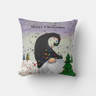 Christmas gnome Holiday area rug Throw Pillow