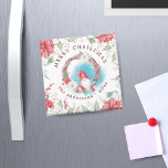 Christmas Gnome Holiday Elegant Floral Magnet<br><div class="desc">Our "Cute Red Gnomes Holiday" collection features very cute gnome illustrations in blue and red with ample elegant holiday florals coupled with a combination of a serif and sans serif font for all your information. Easy to customize. Check out our store for more products from this collection.</div>
