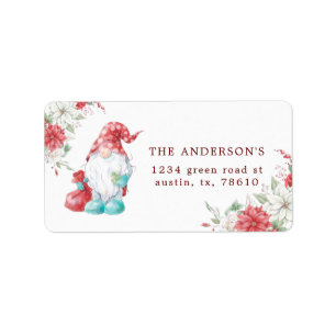 Christmas gnome holiday floral return address label