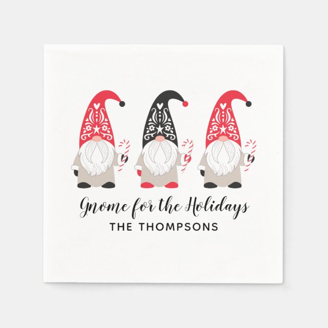 Christmas Gnome Holiday Napkins (Front)