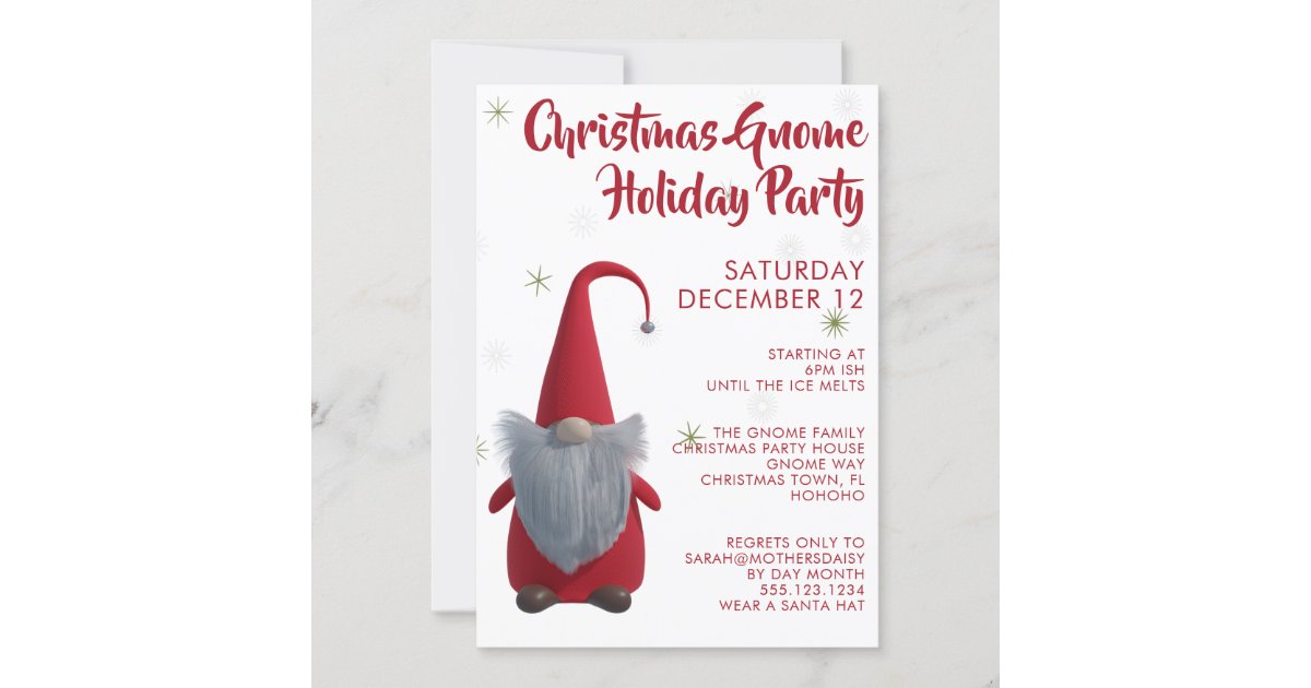 Christmas Gnome Holiday Party Invitation Zazzle