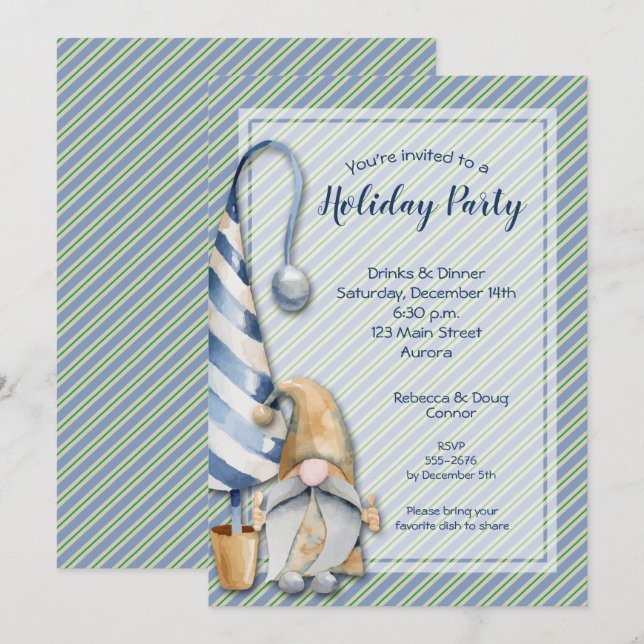Christmas Gnome Holiday Party Invitation (Front/Back)