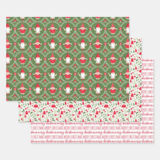 Christmas Gnome Holiday Wrapping Paper Sheets (Set)