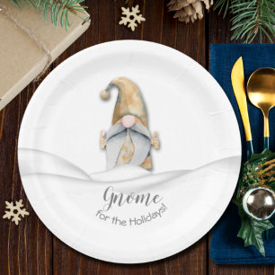 Christmas Gnome Home for the Holidays Paper Plates