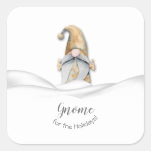 Christmas Gnome Home for the Holidays Square Sticker