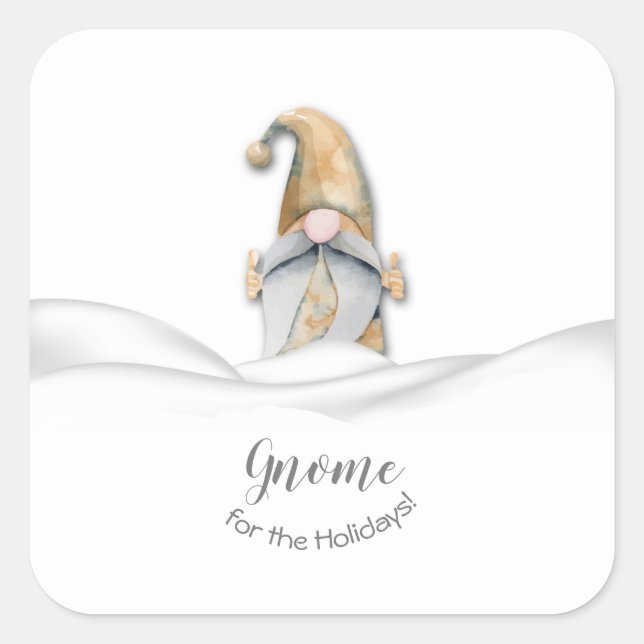 Christmas Gnome Home for the Holidays Square Sticker (Front)