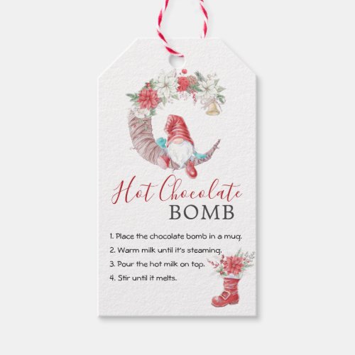 Christmas Gnome Hot chocolate Bomb editable Gift Tags