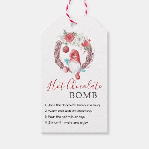 Christmas Gnome Hot chocolate Bomb editable Gift Tags