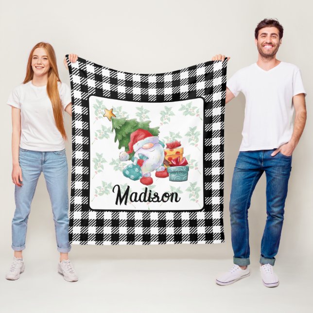 Christmas Gnome Illustration  Fleece Blanket (In Situ)