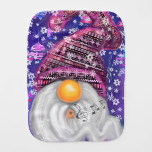 Christmas Gnome In Purple Hat Babt Burp Cloth