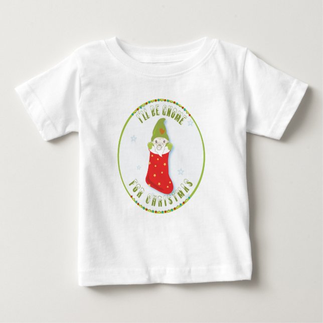 Christmas Gnome in Stocking long-sleeve Baby T-Shirt (Front)