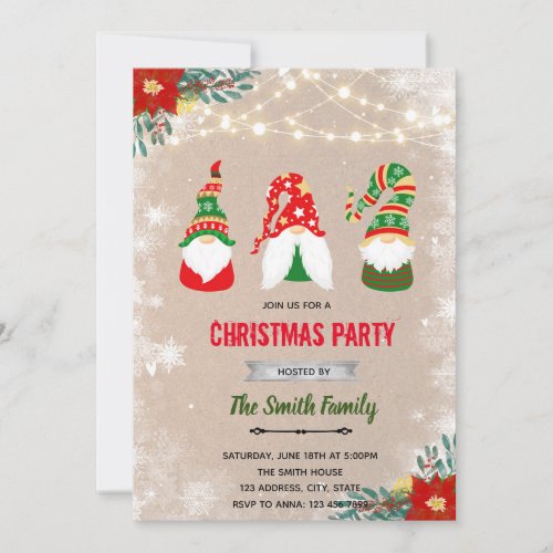 Christmas gnome invitation