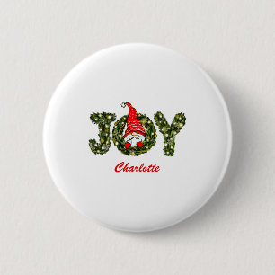 Christmas Gnome Joy Red Green White Button