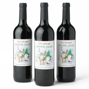 Christmas Gnome Juice Brewed by Gnomes for .. Wine Label
