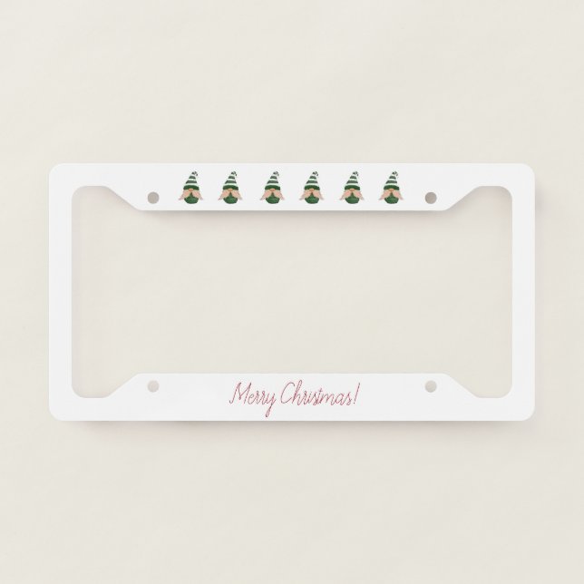 Christmas Gnome License Plate Frame | Cute  (Front)