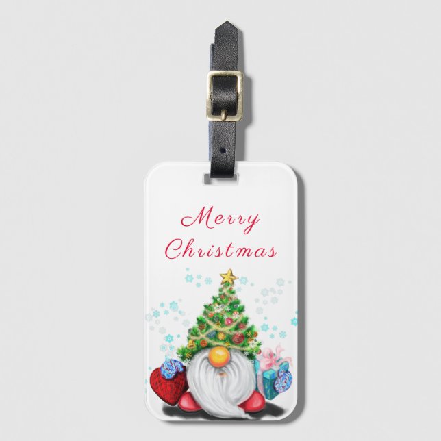 Christmas Gnome Luggage Tag (Front Vertical)