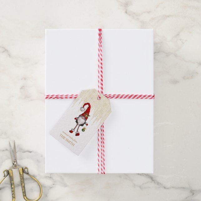 Christmas Gnome, Merry Christmas Gift Tags (With Twine)
