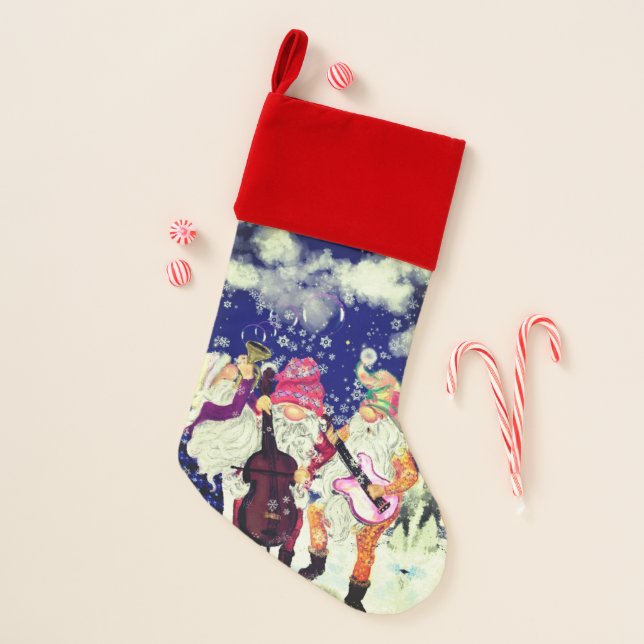 Christmas Gnome Music Band Christmas Stocking (Front)