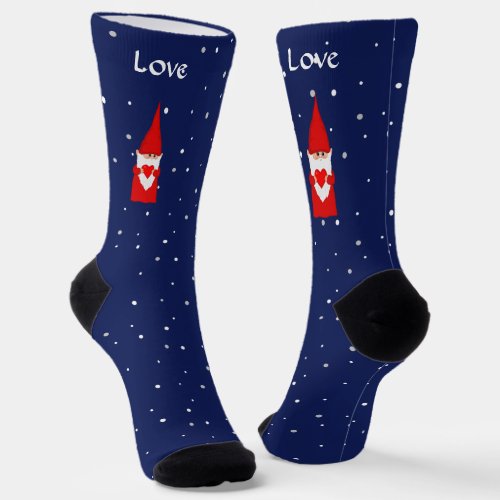 Christmas Gnome on Navy Blue Socks