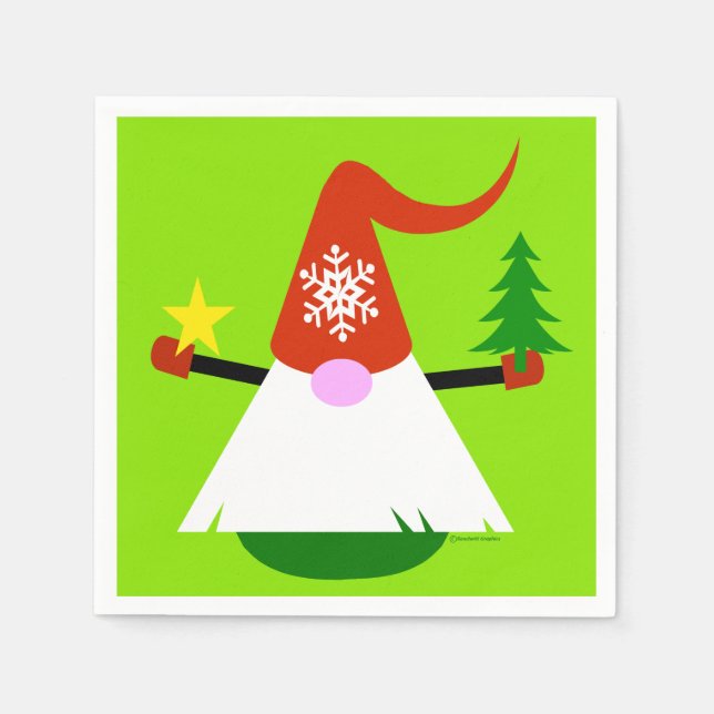 Christmas Gnome Paper Holiday Party Napkins (Front)