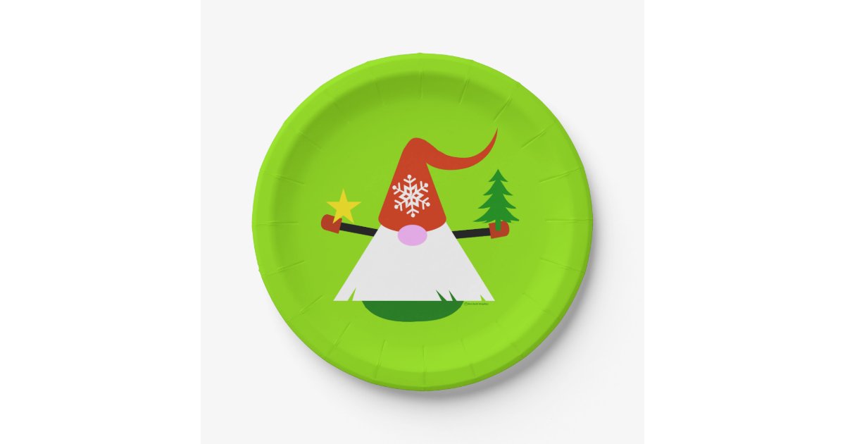 Christmas Gnome Paper Holiday Party Plates Zazzle