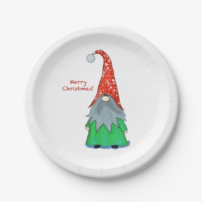 Christmas Gnome Paper Plate (Front)