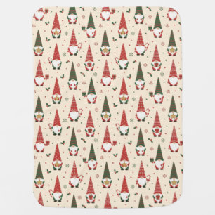 Christmas Gnome Party Pattern Baby Blanket
