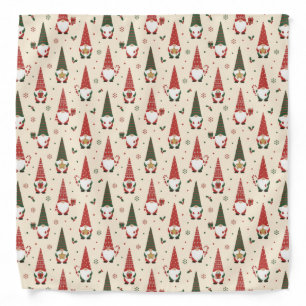 Christmas Gnome Party Pattern Bandana