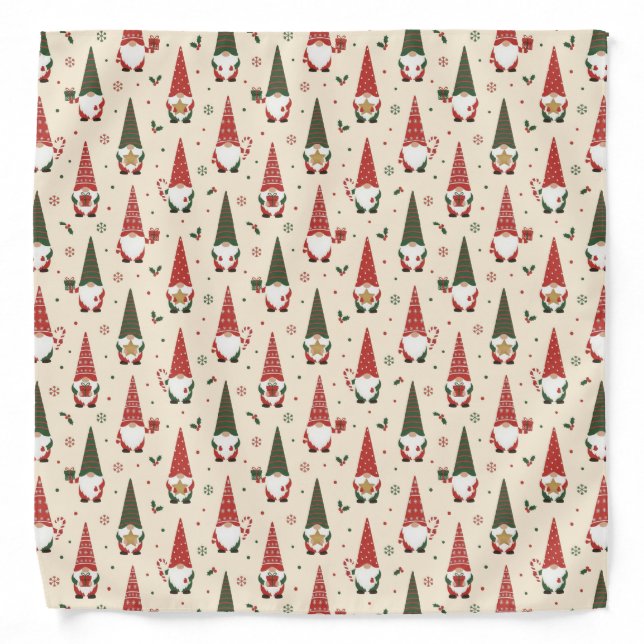 Christmas Gnome Party Pattern Bandana (Front)