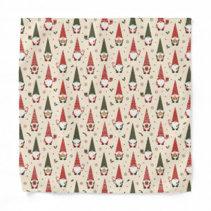 Christmas Gnome Party Pattern Bandana