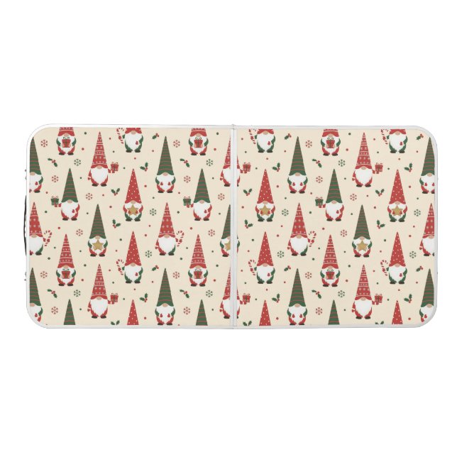 Christmas Gnome Party Pattern Beer Pong Table (Top)