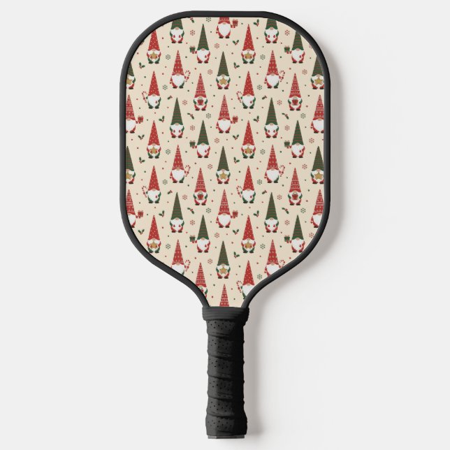 Christmas Gnome Party Pattern Carbon Fiber Pickleball Paddle (Front)