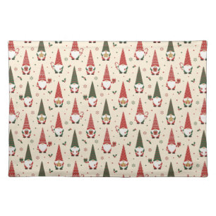 Christmas Gnome Party Pattern Cloth Placemat