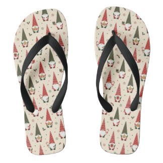 Christmas Gnome Party Pattern Flip Flops