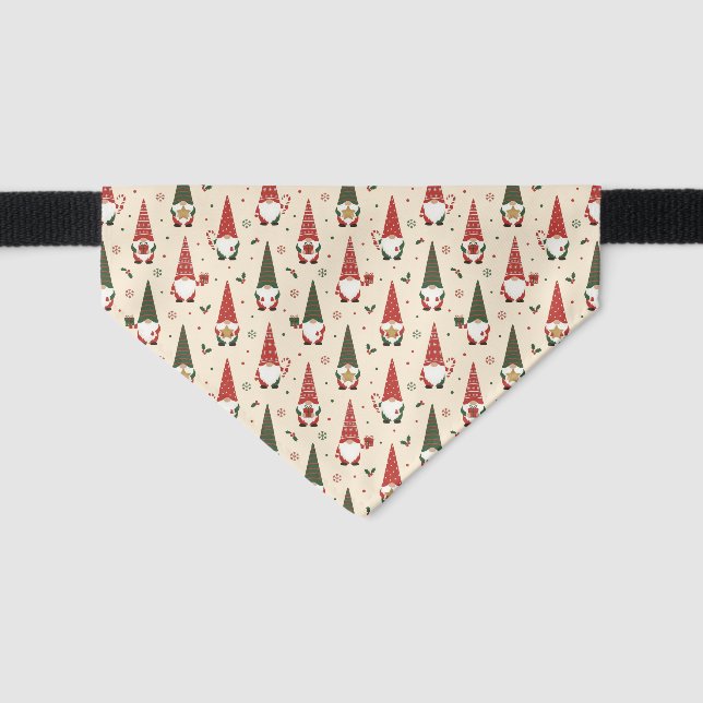 Christmas Gnome Party Pattern Pet Bandana Collar (Front)