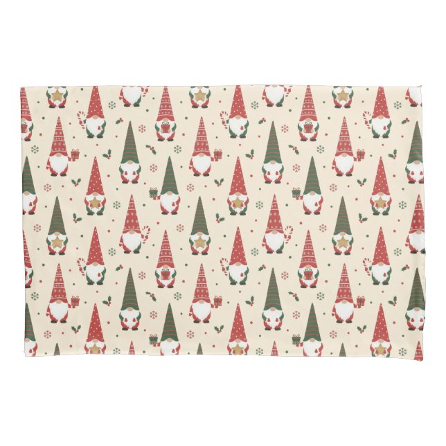 Christmas Gnome Party Pattern Pillow Case (Front-Left)