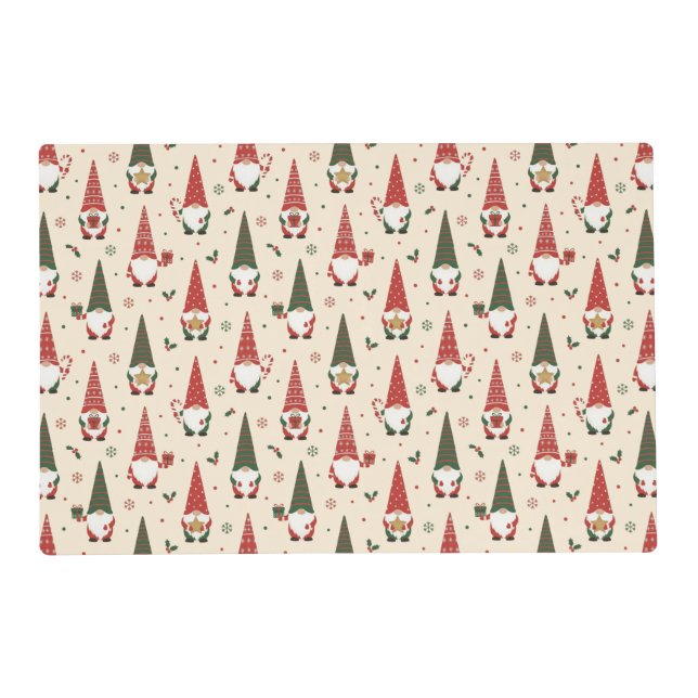 Christmas Gnome Party Pattern Placemat (Front)