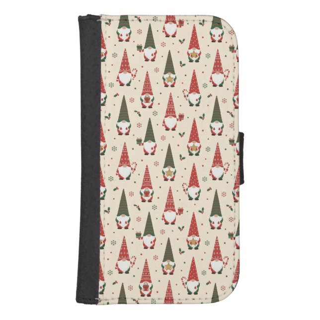 Christmas Gnome Party Pattern Samsung Galaxy Wallet Case (Front)