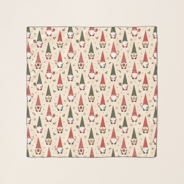 Christmas Gnome Party Pattern Scarf (Front)
