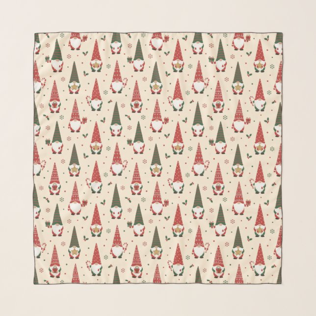 Christmas Gnome Party Pattern Scarf (Front)