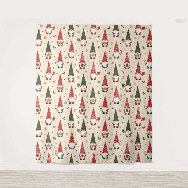 Christmas Gnome Party Pattern Tapestry (Front)