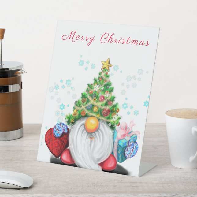 Christmas Gnome Pedestal Sign (In SItu)