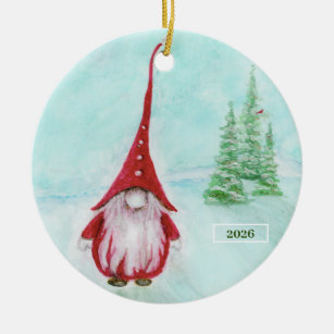 Christmas Gnome Personalized Ceramic Ornament