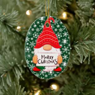 Christmas Gnome personalized Ceramic Ornament