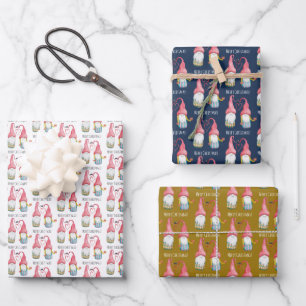 Christmas Gnome Personalized Watercolor Art Wrapping Paper Sheets