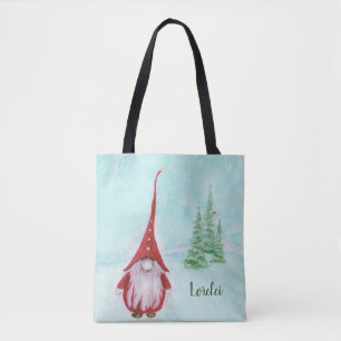 Christmas Gnome Personalized Whimsical Tote Bag