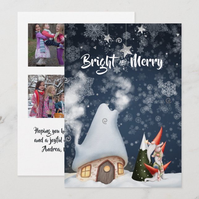 Christmas Gnome Photo Collage Holiday Card (Front/Back)