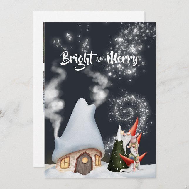 Christmas Gnome Photo Collage Holiday Card (Front/Back)